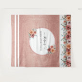 どんなイベントでも使える、ローズゴールドの桃色の花の写真用背景 タペストリー (正面(横))