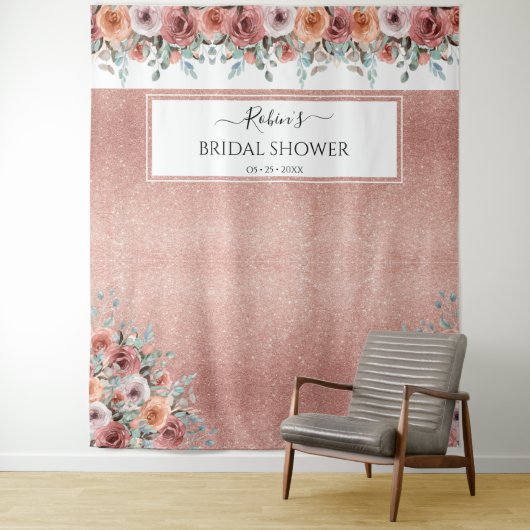 どんなイベントでも使える、ローズゴールドの桃色の花の写真用背景 タペストリー (インサイチュ)