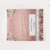 どんなイベントでも使える、ローズゴールド、ピーチフローラルフォトバックドロップ タペストリー (正面(横))