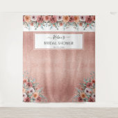 どんなイベントでも使える、ローズゴールド、ピーチフローラル写真用背景 タペストリー (正面)