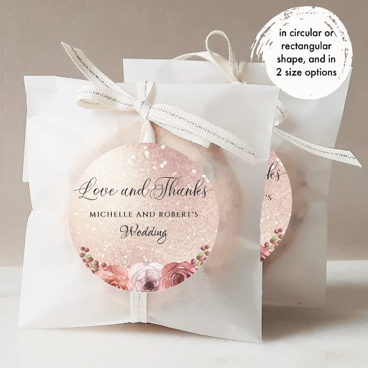 どんなイベントでも、愛と感謝、ローズゴールドのフラワーブラッシュ スクエアシール