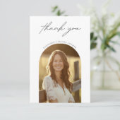 どんなイベントにも使えるシンプルなアーチ写真の結婚式のお礼カード サンキューカード (スタンド正面)