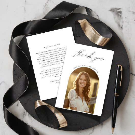 どんなイベントにも使えるシンプルなアーチ写真の結婚式のお礼カード サンキューカード