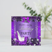どんなシーンにも合うエレガントなパープルのグリッター ハイ ヒール 招待状 (スタンド正面)