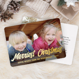 どんなテキストもエレガントなスクリプト２ フォト メリークリスマス 箔シーズンカード