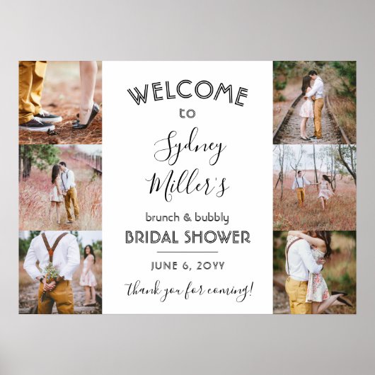 どんなテーマのブライダルシャワーでも歓迎!4枚の写真を使ったコラージュ ポスター (正面)