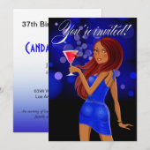 どんなパーティーでも使える 青いパーティー 招待状 (正面/裏面)