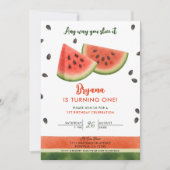 どんな切り方でもメロン 1歳の誕生日パーティー 招待状 (正面)