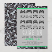 どんな年のビデオゲームもレベルアップゲーマーの誕生日 招待状 (正面/裏面)