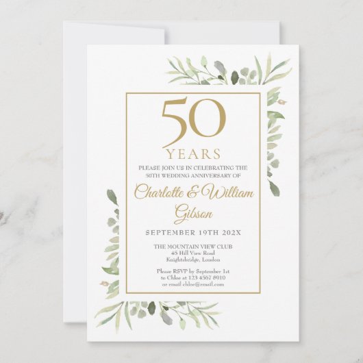 どんな年の結婚記念日のグリーン写真 招待状 (正面)