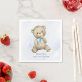 どんな年齢でもテディベアの男の子の誕生日 スタンダードカクテルナプキン (インサイチュ)