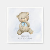 どんな年齢でもテディベアの男の子の誕生日 スタンダードカクテルナプキン (正面)