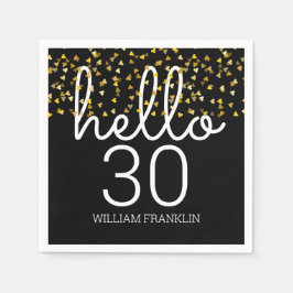 どんな年齢でも使える ゴールドハートのハッピーバースデー スタンダードカクテルナプキン