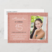 どんな年齢でも輝くローズゴールドとピンクのブッシュ フォト ポストカード (正面/裏面)