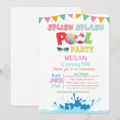 どんな年齢でも - スプラッシュスプラッシュ プールパーティーの招待状 招待状 (正面/裏面)