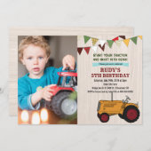 どんな年齢でも - トラクターの誕生日写真招待状 招待状 (正面/裏面)