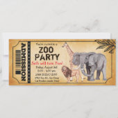 どんな年齢でも - 動物園 ジャングルパーティー 誕生日 招待状 (正面)