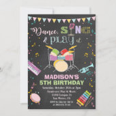 どんな年齢でも - 女の子の音楽の誕生日チョーク招待状 招待状 (正面)