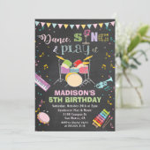 どんな年齢でも - 女の子の音楽の誕生日チョーク招待状 招待状 (スタンド正面)