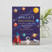 どんな年齢でも - 宇宙飛行士の男の子の誕生日招待状 招待状 (スタンド正面)