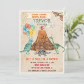 どんな年齢でも - 恐竜 火山 誕生日 招待状 (スタンド正面)