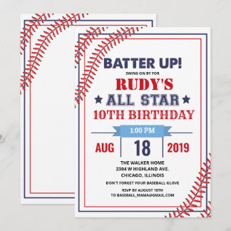 どんな年齢でも - 野球の誕生日パーティー招待状 招待状
