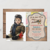 どんな年齢でも - 飛行機の写真を使った誕生日招待状 招待状 (正面/裏面)