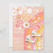 どんな年齢でも Let's Peach Roll レトロでグルービーな誕生日 招待状 (正面)