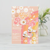 どんな年齢でも Let's Peach Roll レトロでグルービーな誕生日 招待状 (スタンド正面)