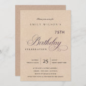 どんな年齢にも合うシンプルなピンクグリッター誕生日 招待状 (正面/裏面)