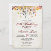 どんな年齢にも - 紅葉の秋の誕生日パーティー招待状 招待状 (正面)