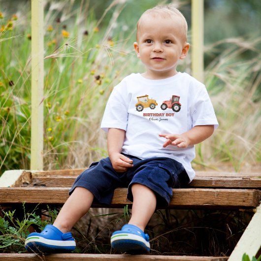 どんな年齢の水彩トラクターの少年誕生日 トドラーTシャツ