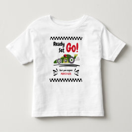 どんな年齢の誕生日でも準備OK! レディ・セット・ゴー! グリーンレースカ― トドラーTシャツ