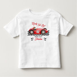 どんな年齢の誕生日も赤いレースカーでレディ、セット、ゴー！ トドラーTシャツ