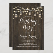 どんな年齢の誕生日パーティー - ラスティックウッド 招待状 (正面/裏面)