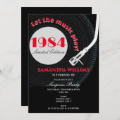 どんな年齢の音楽にテーマを置いたサプライズ40歳の誕生日 招待状 (正面/裏面)