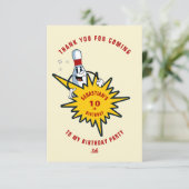 どんな年齢もレトロマスコットボウリング誕生日パーティー サンキューカード (スタンド正面)