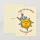 どんな年齢もレトロマスコットボウリング誕生日パーティー サンキューカード (正面/裏面)