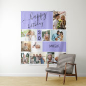 どんな年齢もOK!10枚の写真を飾ったラベンダーカラーのパーソナライズされたコラージュ タペストリー (インサイチュ)