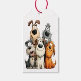 どんな時でも使える DROP IN Quirky Dogs のお祝いや休日のデザイン ギフトタグ