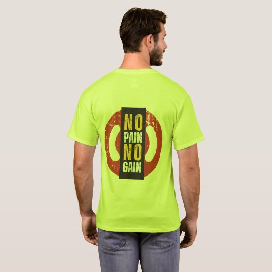 どんな時も乗り越える+痛みなくして得るものなし メンズTシャツ Tシャツ (裏面フル)