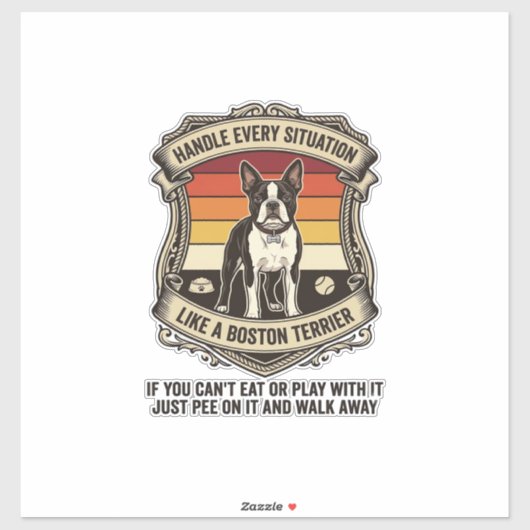 どんな状況にも対応 Boston Terrier Dog Sunset S シール (シート)