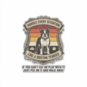 どんな状況にも対応 Boston Terrier Dog Sunset S シール (正面)
