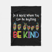 どんな種類の自閉症でもできる世界 フリースブランケット (正面)