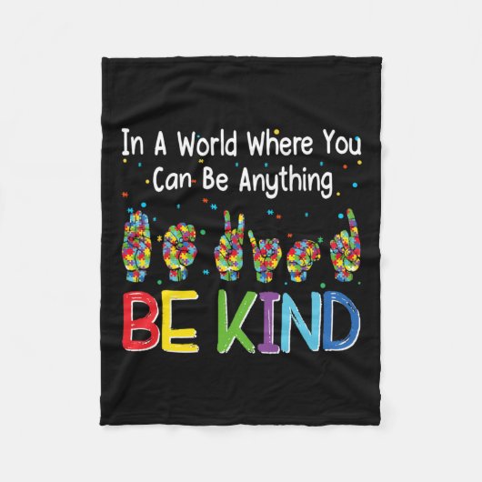 どんな種類の自閉症でもできる世界 フリースブランケット (正面)