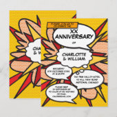 どんな結婚記念日も楽しくレトロなコミックブック 案内ポストカード (正面/裏面)