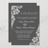 どんな背景色にも合う白いレース 招待状 (正面/裏面)