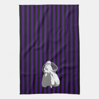 どんな色でも！黒いストライプ骨格人形ティータオル キッチンタオル