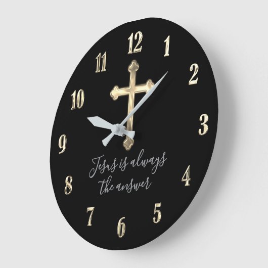 どんな色の金ゴールドクロスイエスは常に答える ラージ壁時計 (傾斜)