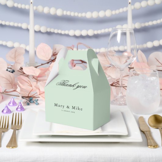 どんな行事にも使えるセージグリーンの感謝を表すギフトボックス フェイバーボックス (ウェディング)